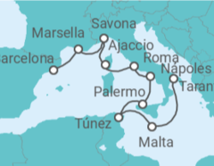Itinerario del Crucero Malta, Túnez, Italia, Francia - Costa Cruceros