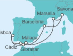 Itinerario del Crucero Italia, España, Gibraltar, Portugal - Costa Cruceros
