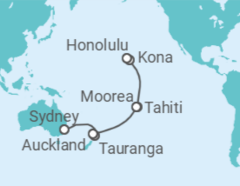Itinerario del Crucero Nueva Zelanda, Polinesia Francesa, USA - Princess Cruises