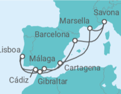 Itinerario del Crucero España, Portugal, Gibraltar, Francia - Costa Cruceros