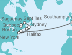 Itinerario del Crucero USA, Canadá - Cunard