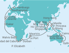 Itinerario del Crucero Vuelta al mundo - Cunard