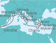 Itinerario del Crucero desde Barcelona (España) a Atenas (Grecia) - Princess Cruises
