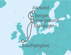Itinerario del Crucero Noruega - Cunard
