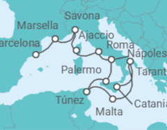 Itinerario del Crucero desde Catania (Sicilia) a Barcelona (España) - Costa Cruceros