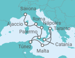Itinerario del Crucero Italia, Malta, Túnez, Francia - Costa Cruceros