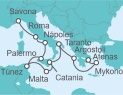 Itinerario del Crucero desde Savona (Italia) a Atenas (Grecia) - Costa Cruceros