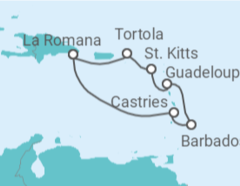Itinerario del Crucero Santa Lucía, Barbados, Guadalupe, Islas Vírgenes - Reino Unido - Costa Cruceros