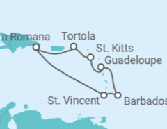 Itinerario del Crucero Barbados, Guadalupe, Islas Vírgenes - Reino Unido - Costa Cruceros