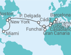 Itinerario del Crucero desde Barcelona (España) a Miami (Florida) - MSC Cruceros