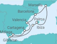 Itinerario del Crucero Francia, España, Gibraltar - Silversea