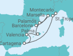Itinerario del Crucero Francia, España - Silversea