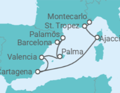 Itinerario del Crucero España, Francia - Silversea