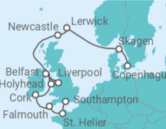 Itinerario del Crucero desde Copenhague (Dinamarca) a Southampton (Londres) - Silversea