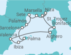 Itinerario del Crucero Francia, España - Silversea