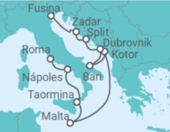 Itinerario del Crucero Italia, Malta, Montenegro, Croacia - Silversea