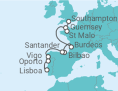 Itinerario del Crucero Guernsey, Francia, España, Portugal - Silversea