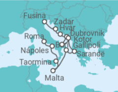 Itinerario del Crucero desde Fusina (Italia) a Civitavecchia (Roma) - Silversea