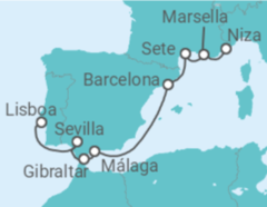 Itinerario del Crucero Francia, España, Gibraltar - Silversea
