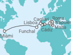Itinerario del Crucero desde Civitavecchia (Roma) a Miami (Florida) - Silversea