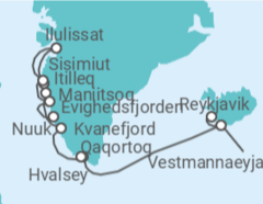 Itinerario del Crucero desde Reykjavik (Islandia) a Nuuk, Groenlandia - Silversea