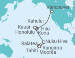 Itinerario del Crucero desde Vancouver (Canadá) a Papeete (Polinesia Francesa) - Silversea