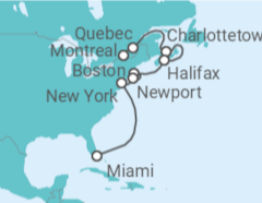 Itinerario del Crucero Canadá, USA - Silversea