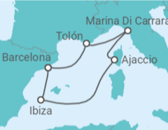 Itinerario del Crucero Mediterráneo Irresistible con Marina di Carrara - Virgin Voyages