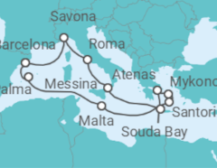 Itinerario del Crucero España, Malta, Grecia, Italia - Costa Cruceros