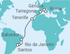 Itinerario del Crucero Italia, España, Brasil - MSC Cruceros