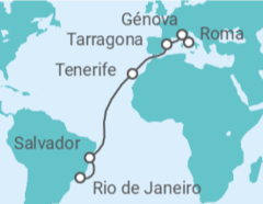 Itinerario del Crucero Italia, España, Brasil - MSC Cruceros