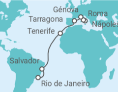 Itinerario del Crucero Italia, España, Brasil - MSC Cruceros