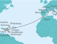 Itinerario del Crucero desde Civitavecchia (Roma) a La Romana (R.Dominicana) - MSC Cruceros
