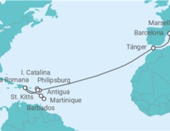 Itinerario del Crucero España, Marruecos, Antigua Y Barbuda, Saint Maarten, República Dominicana, Barbados - MSC Cruceros