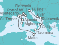 Itinerario del Crucero desde Fusina (Italia) a Monte Carlo (Mónaco) - Silversea