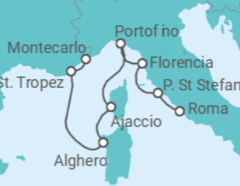 Itinerario del Crucero Francia, Italia - Silversea