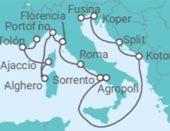 Itinerario del Crucero desde Fusina (Italia) a Monte Carlo (Mónaco) - Silversea