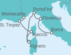 Itinerario del Crucero Francia, Italia - Silversea
