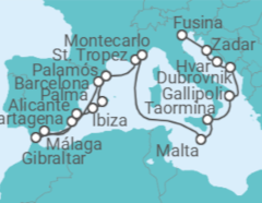 Itinerario del Crucero desde Barcelona (España) a Fusina (Italia) - Silversea