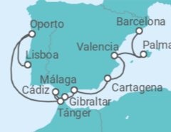 Itinerario del Crucero desde Lisboa a Barcelona (España) - Silversea