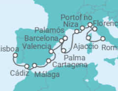 Itinerario del Crucero desde Civitavecchia (Roma) a Lisboa - Silversea