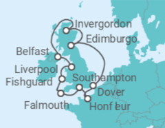 Itinerario del Crucero Reino Unido, Francia - Silversea
