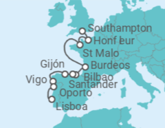 Itinerario del Crucero Francia, España, Portugal - Silversea