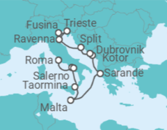 Itinerario del Crucero desde Civitavecchia (Roma) a Fusina (Italia) - Silversea