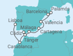 Itinerario del Crucero desde Barcelona (España) a Lisboa - Silversea