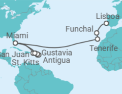 Itinerario del Crucero desde Miami (Florida) a Lisboa - Silversea