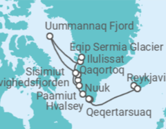 Itinerario del Crucero desde Reykjavik (Islandia) a Nuuk, Groenlandia - Silversea