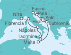 Itinerario del Crucero desde Fusina (Italia) a Niza (Francia) - Silversea