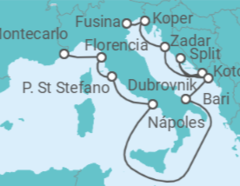 Itinerario del Crucero desde Fusina (Italia) a Monte Carlo (Mónaco) - Silversea