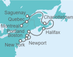Itinerario del Crucero USA, Canadá - Silversea